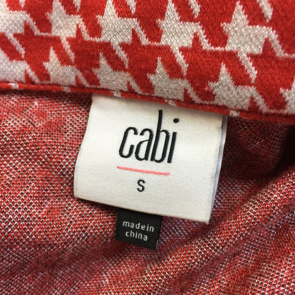 Cabi Blazer Jacket Sz S Womans Red White Classic Houndstooth Streth Pocket #4249 - Picture 10 of 16